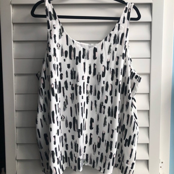 Reitman’s black and white print, hints of light pink, sleeveless blouse, size 3x - Picture 5 of 7